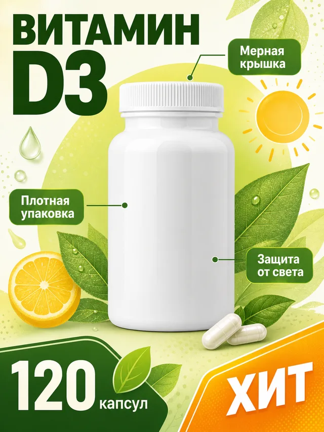 Витамин D3: зелёная карточка с выносками