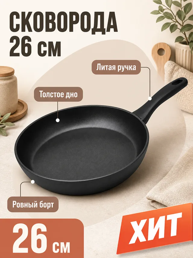 Сковорода: светлая кухонная сцена с выносками